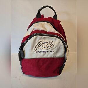 Vintage VTG Unisex Roots Red and White Backpack with Adjustable Straps